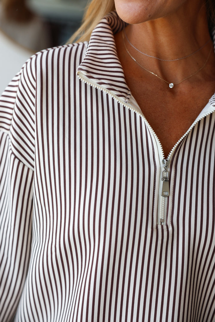 Quarter Zip Top - Brown