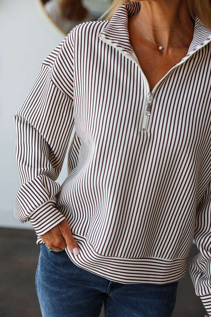 Quarter Zip Top - Brown