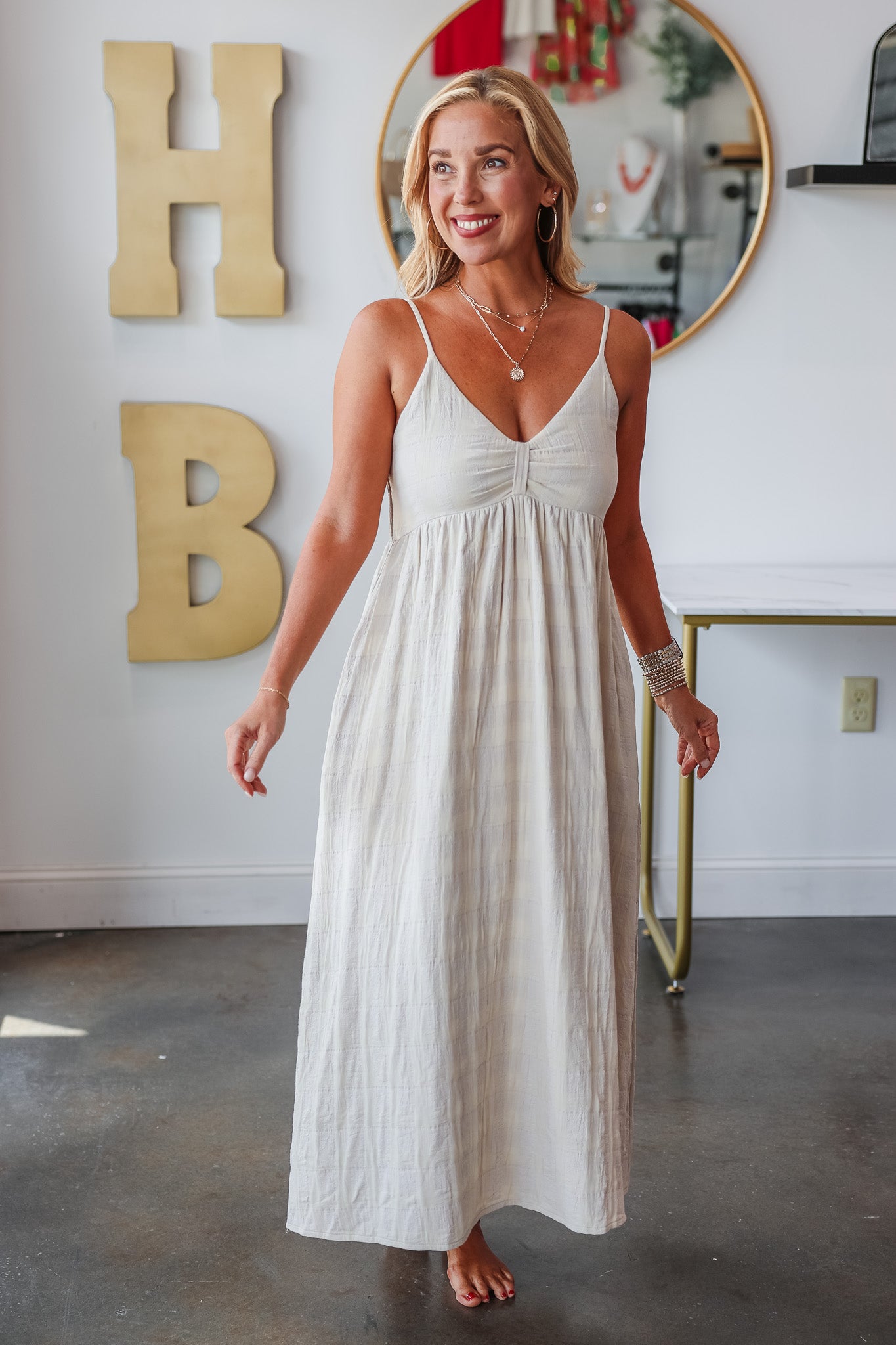 Gauze Midi Dress Natural Ivy House Boutique