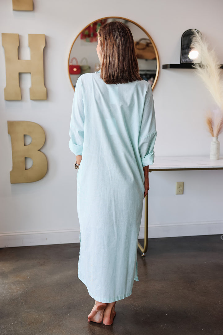 Pinstripe Maxi Dress - Green