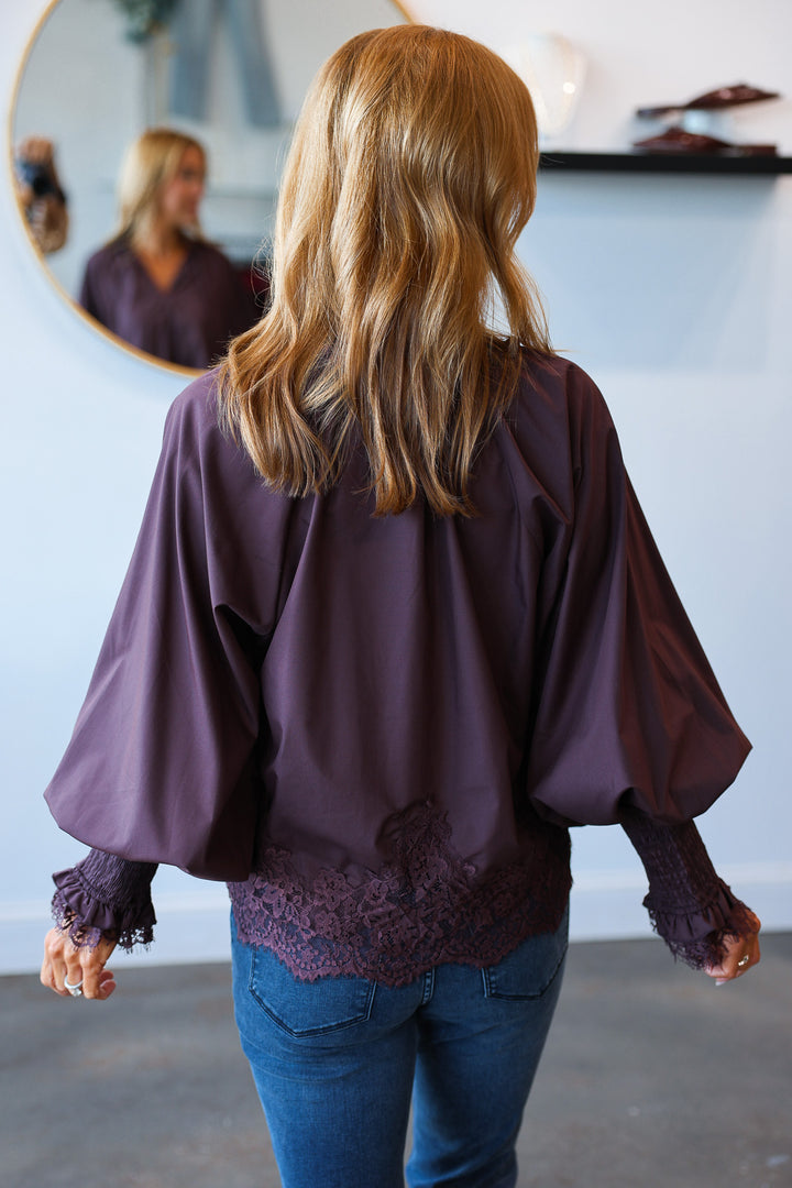 Lace Hem Top - Chocolate