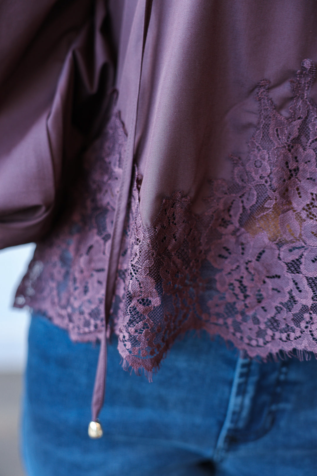 Lace Hem Top - Chocolate