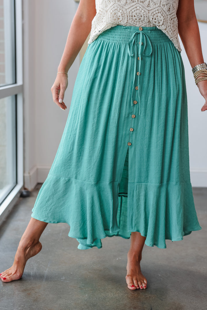 Button Up Midi Skirt - Pistachio