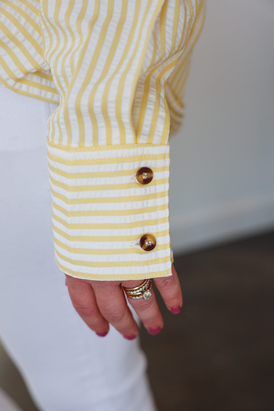 Striped Button Down Top - Yellow