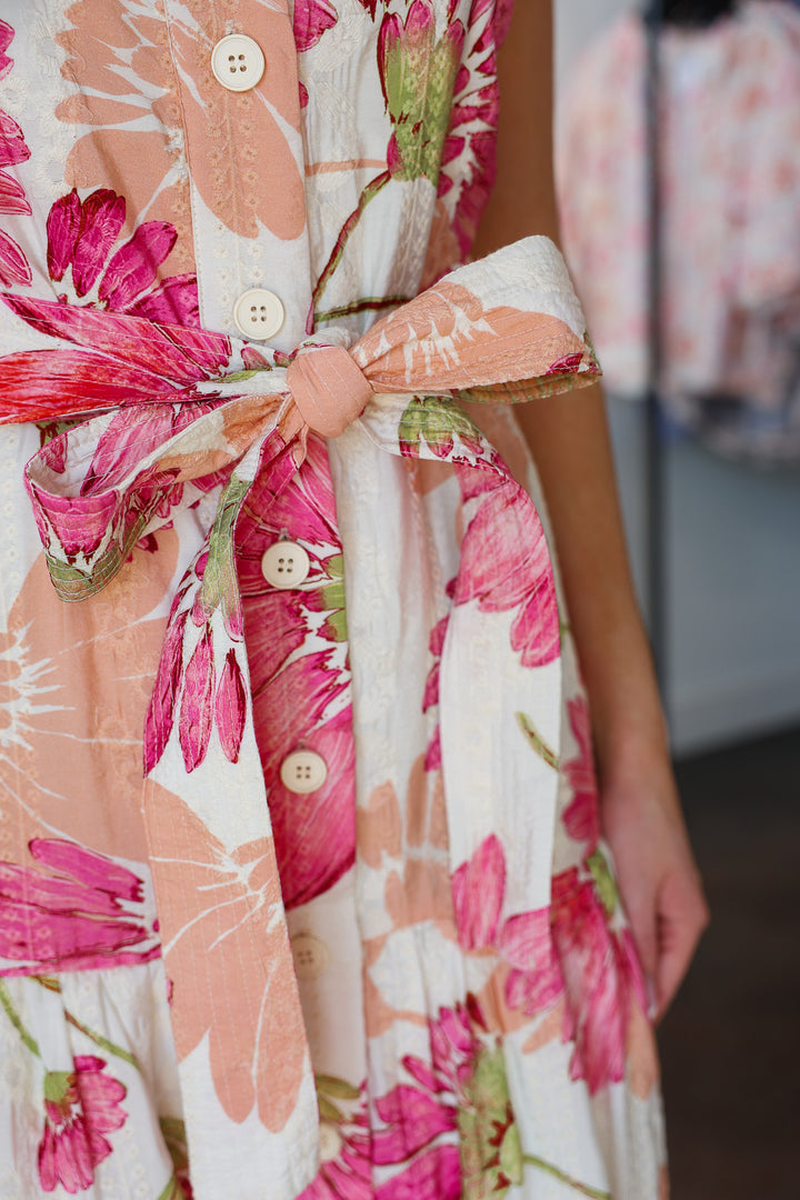 Button Front Floral Dress