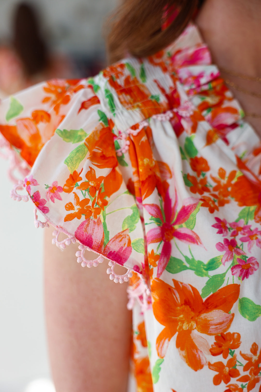 Ruffle Collar Floral Blouse