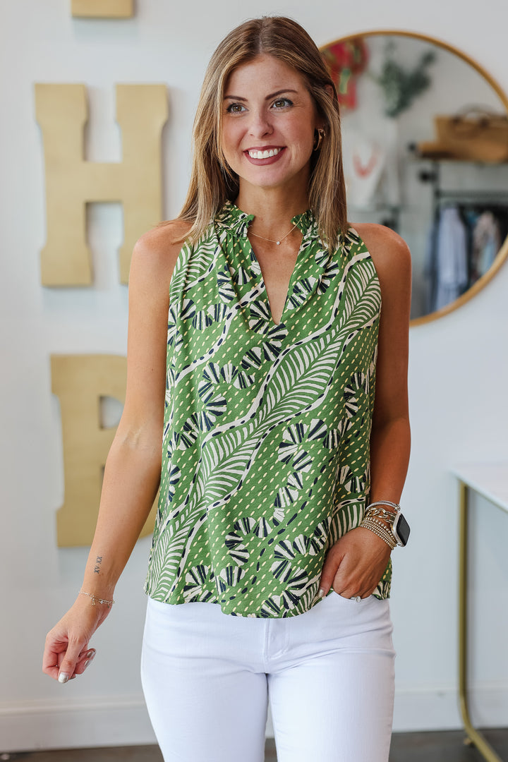 Sleeveless Printed Top - Green