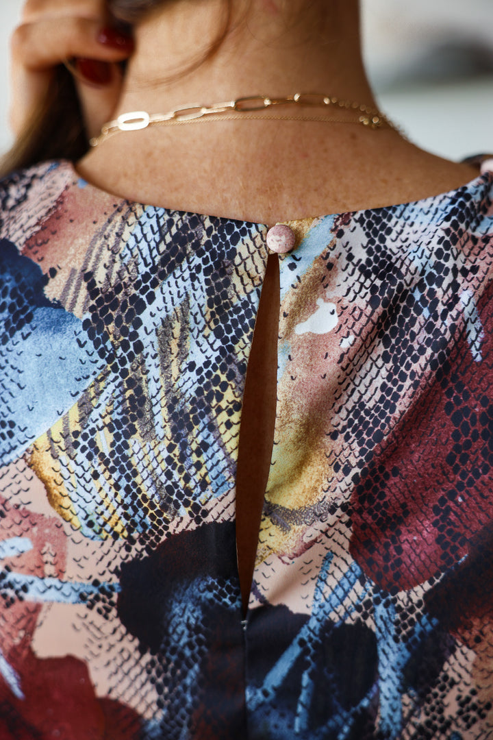 Lace Trim Printed Top