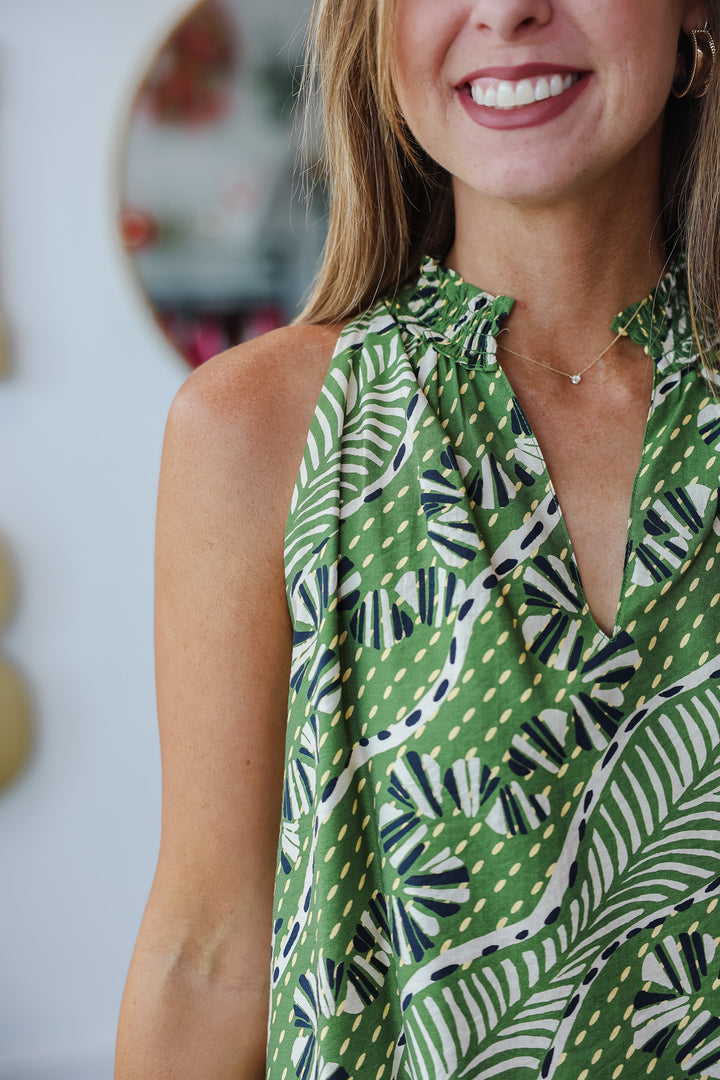 Sleeveless Printed Top - Green