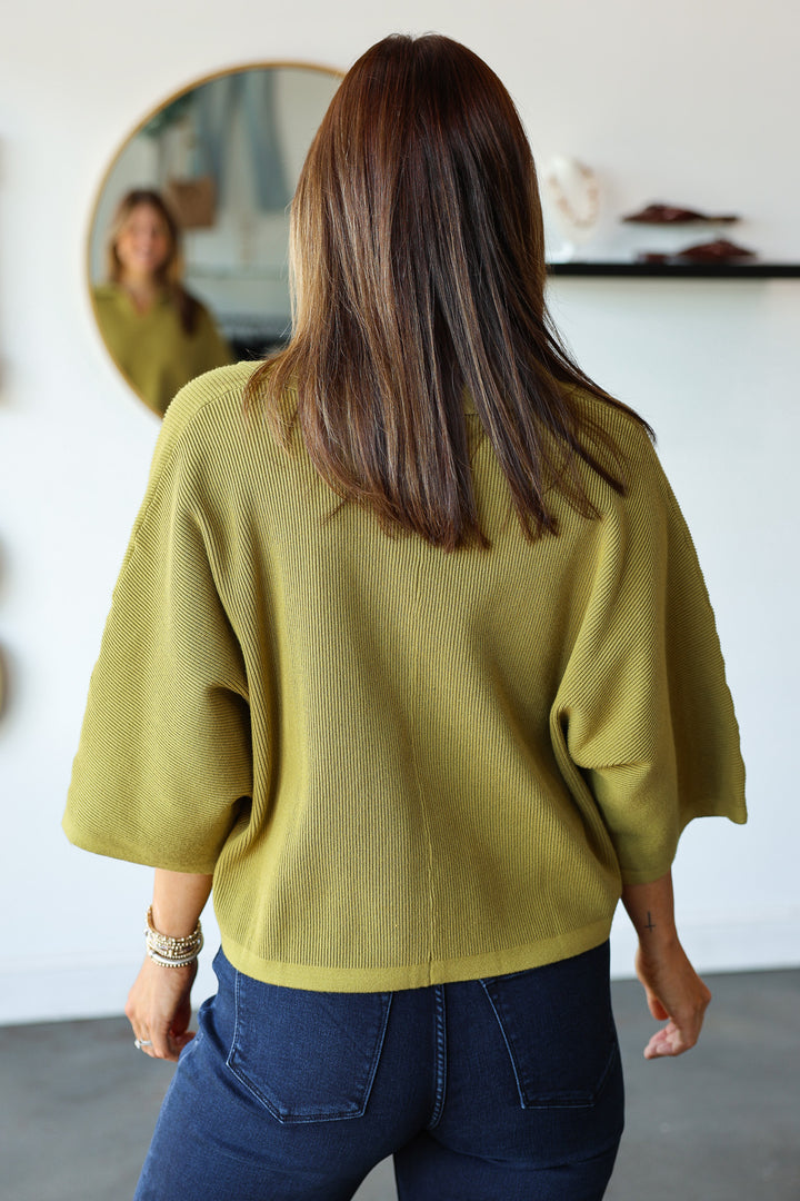 Ribbed Texture Sweater - Olive