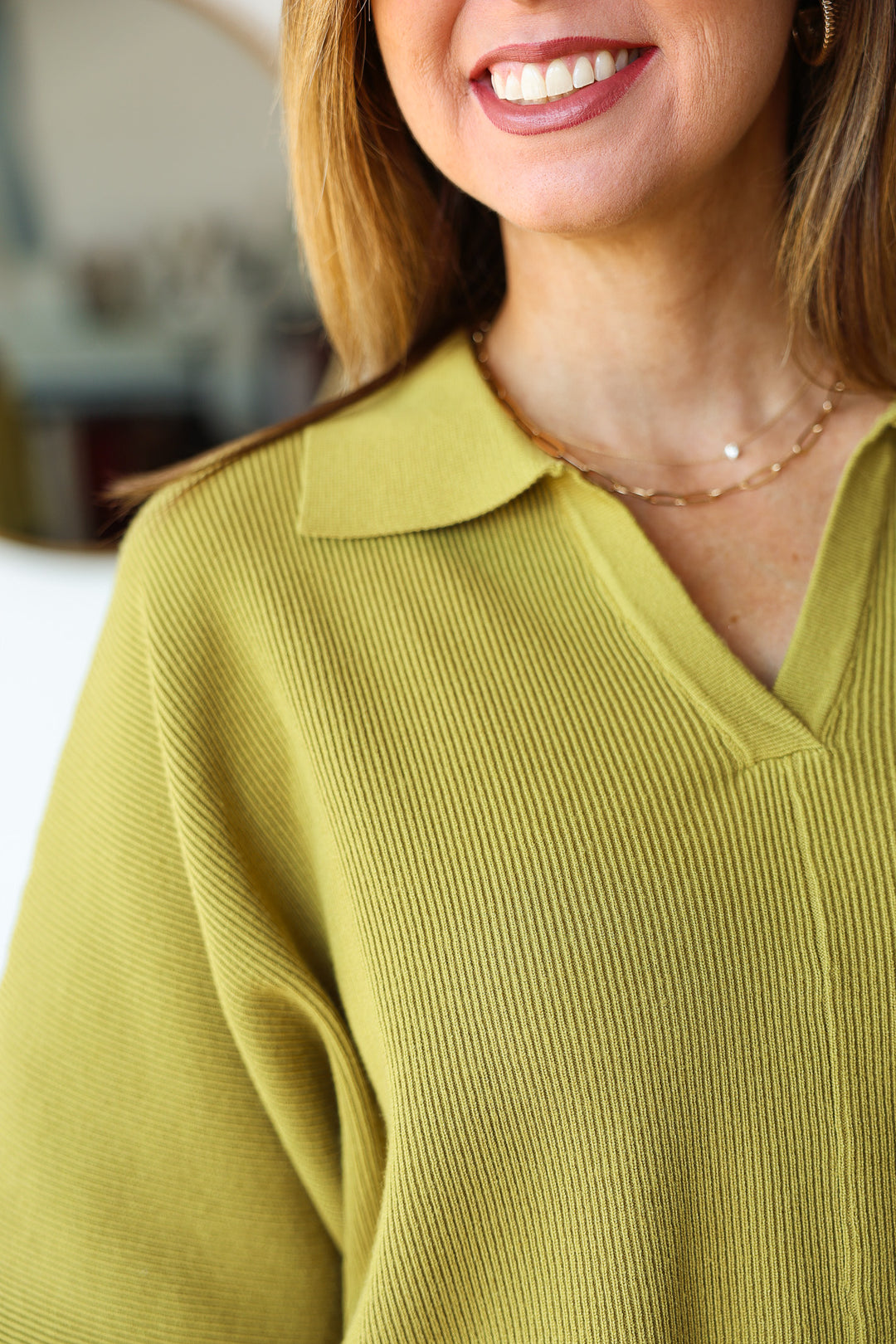 Ribbed Texture Sweater - Olive