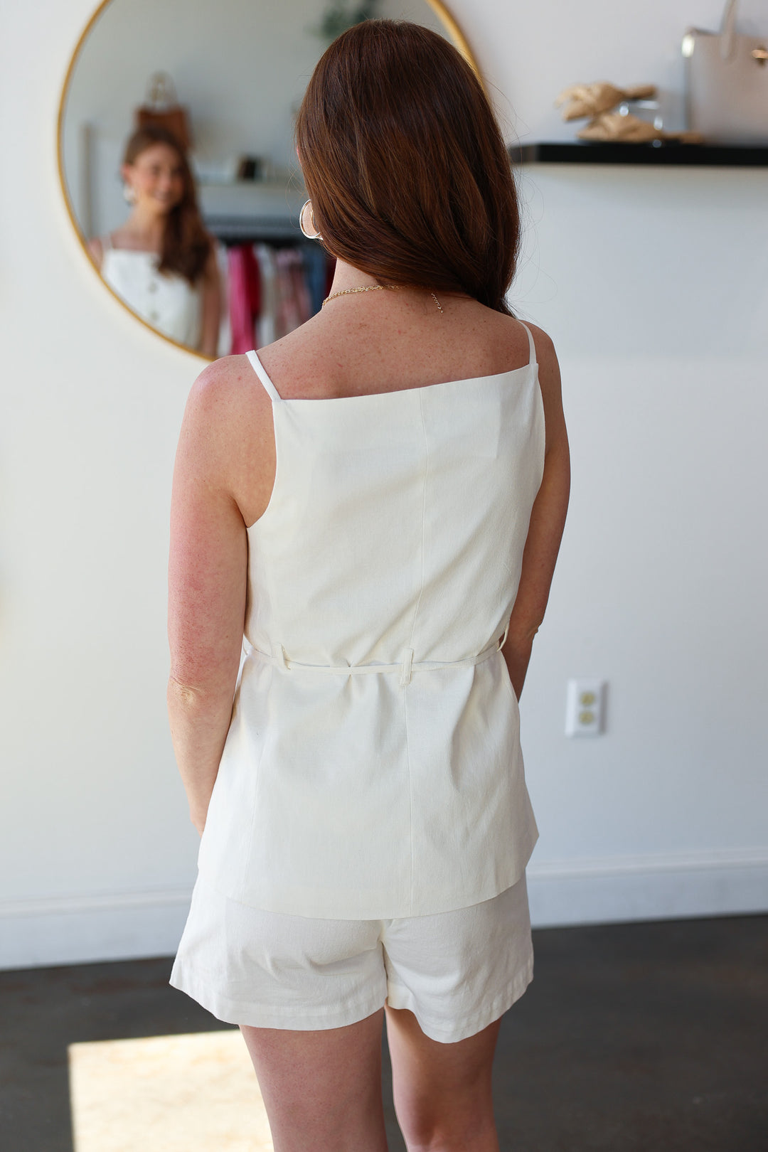 Button Front Top - White