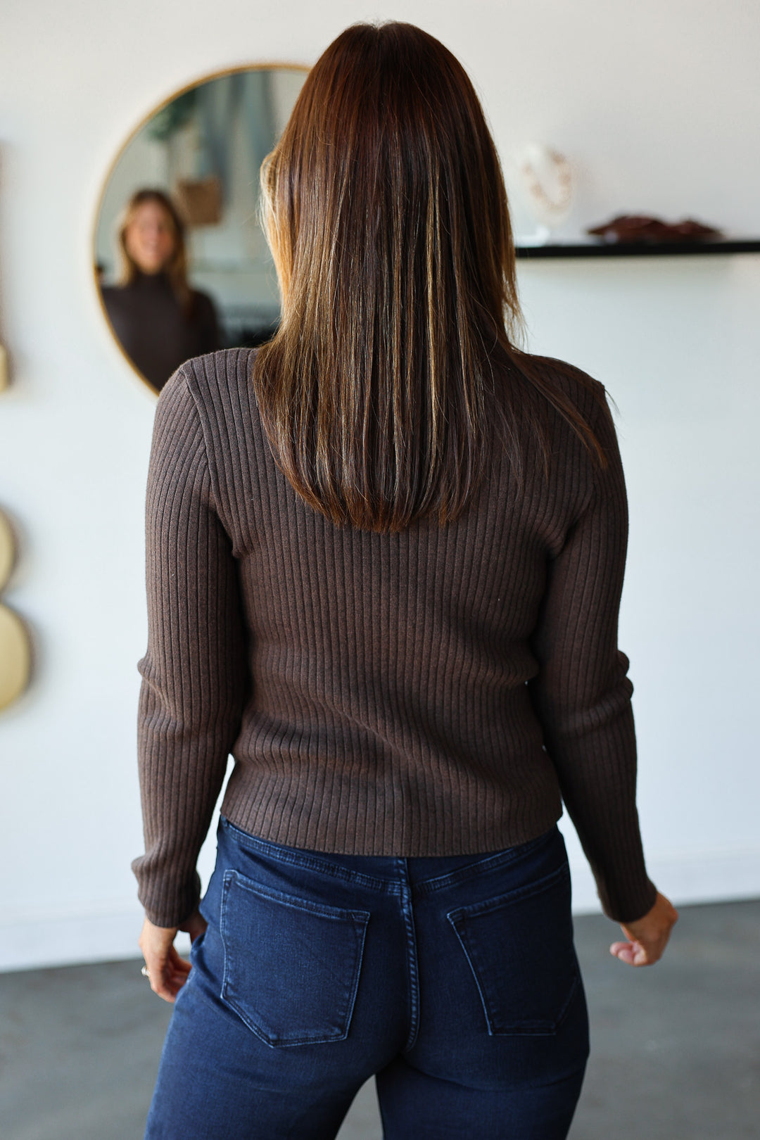 Ribbed Turtleneck Sweater - Dark Chocolate