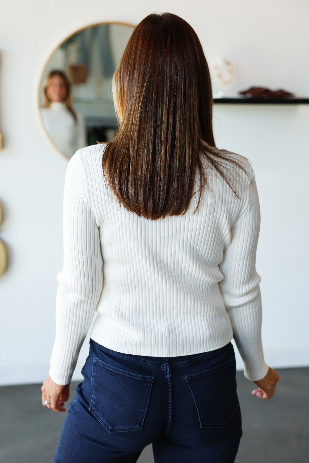 Ribbed Turtleneck Sweater - Off White