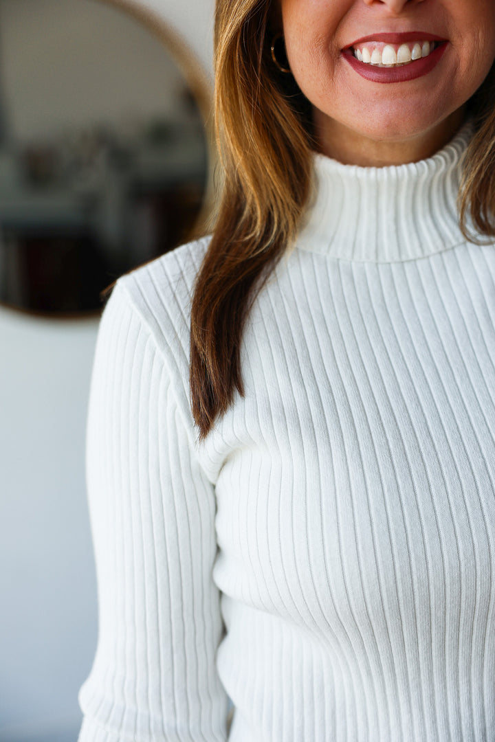 Ribbed Turtleneck Sweater - Off White