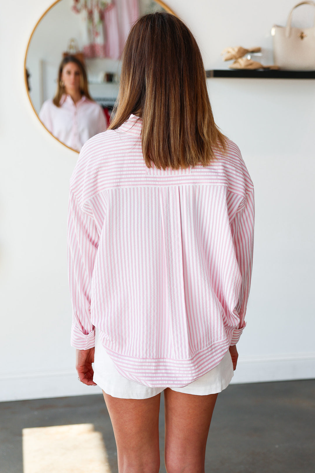 Striped Button Down - Pink