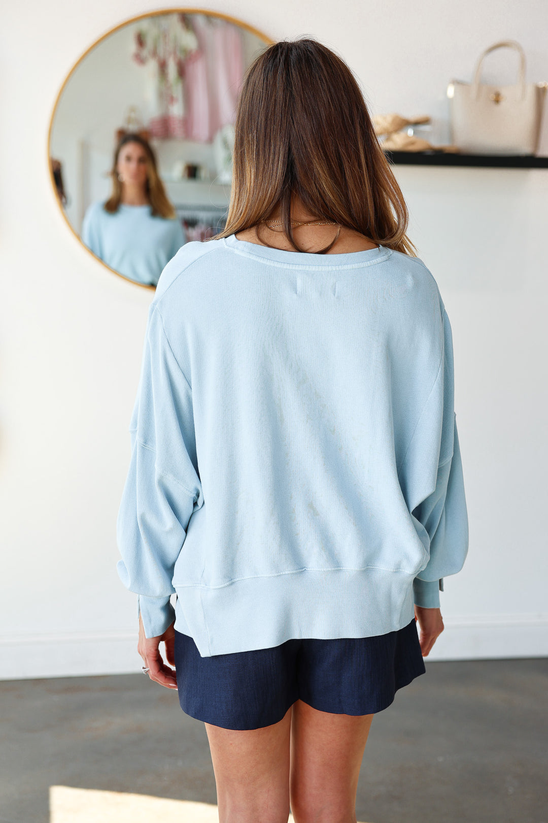 Split Hem Sweatshirt - Blue