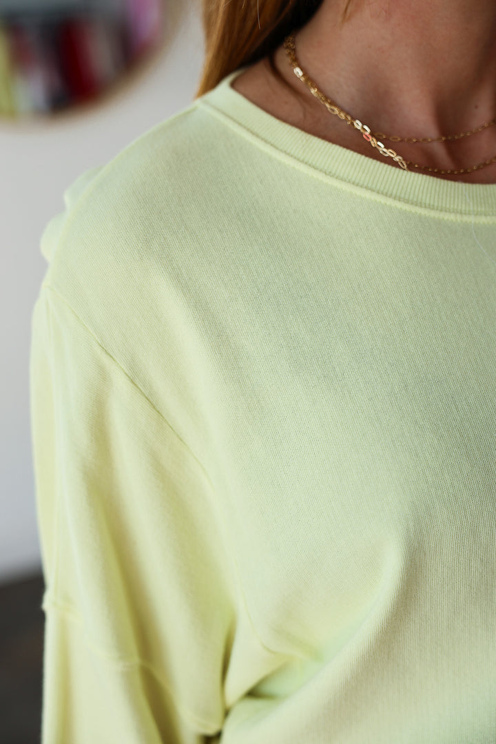 Split Hem Sweatshirt - Lemon