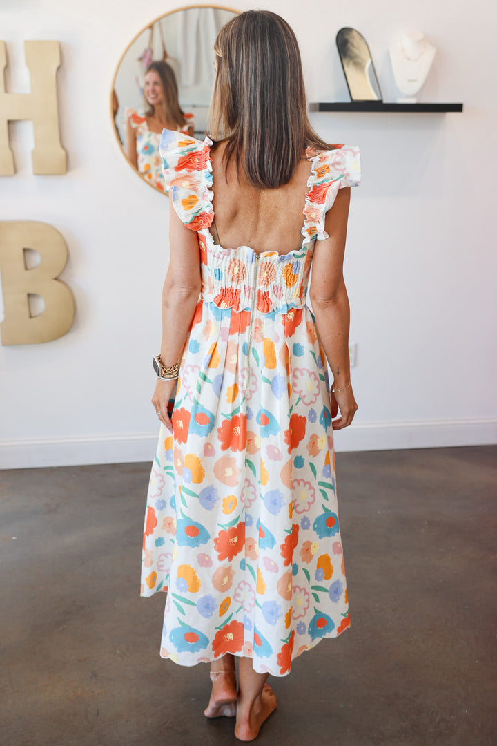 Scalloped Edge Floral Dress