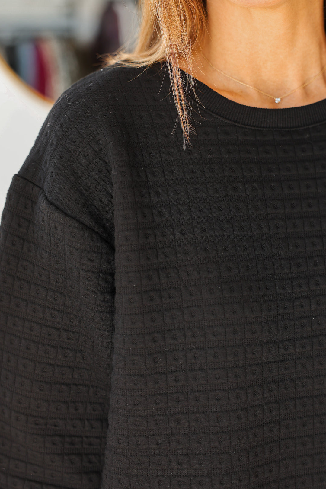 Quilted Pullover - Black