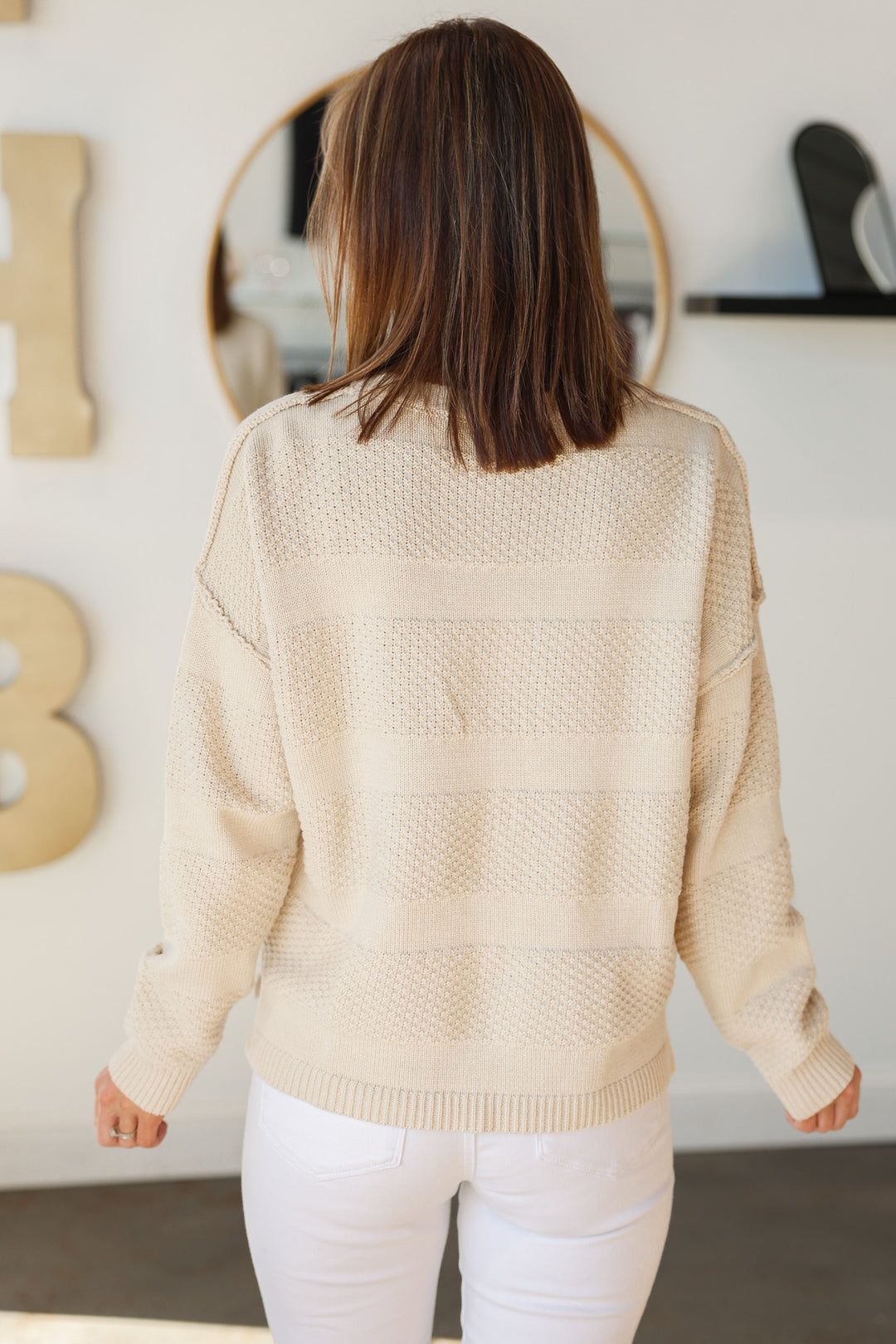 Textured Stripe Sweater - Natural