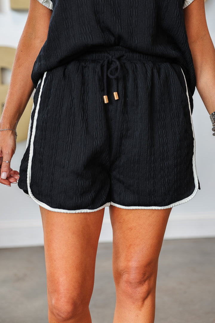 Textured Sporty Set Shorts - Black