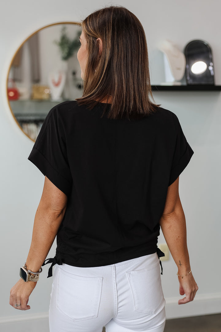 Side Scrunch Tee - Black