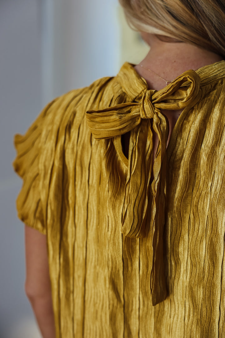 Pleated Tie Back Top - Gold
