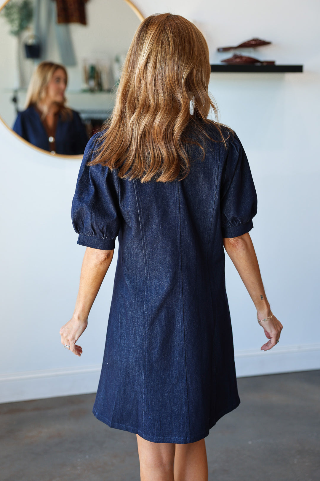Corduroy Trim Denim Dress