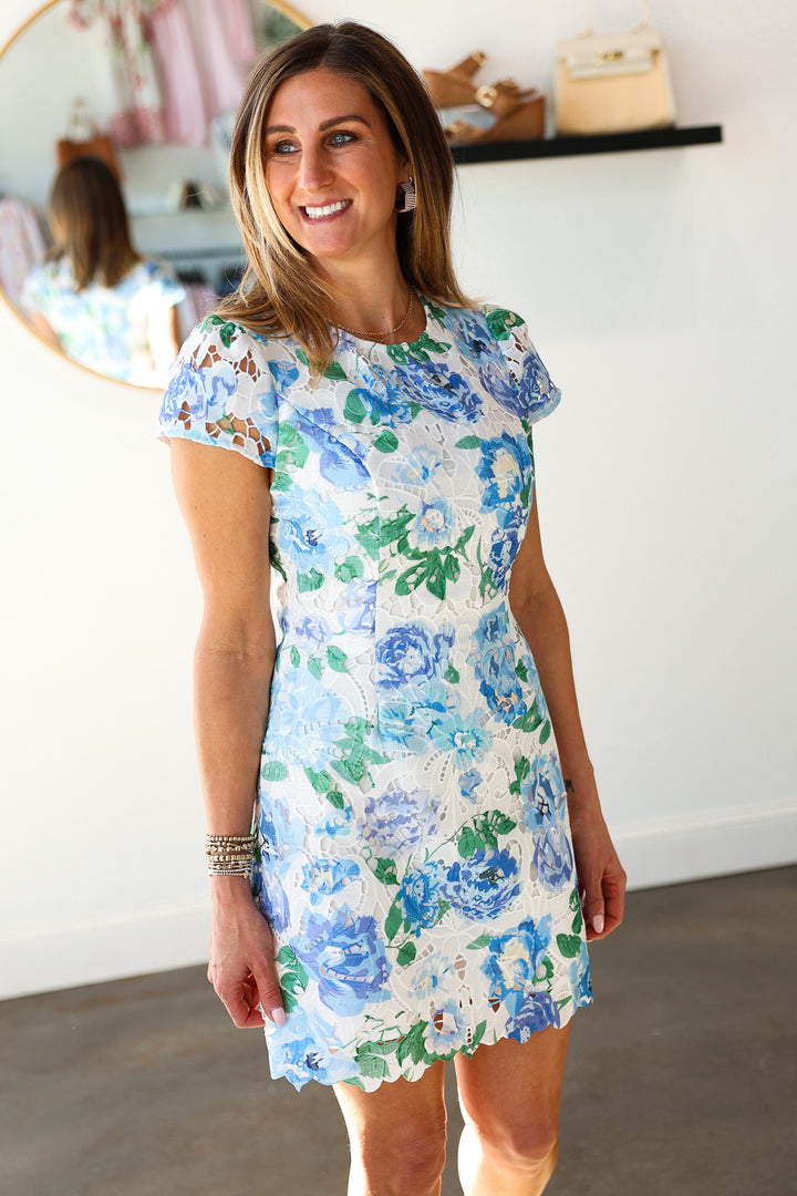 Lace Cap Sleeve Mini Dress