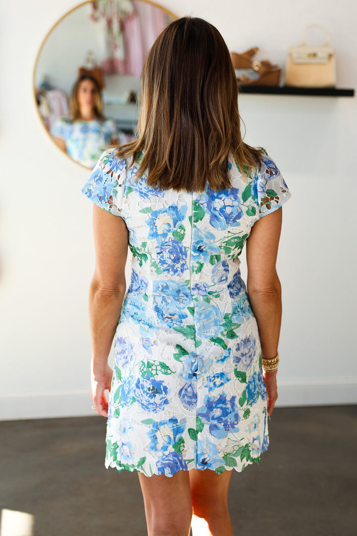 Lace Cap Sleeve Mini Dress