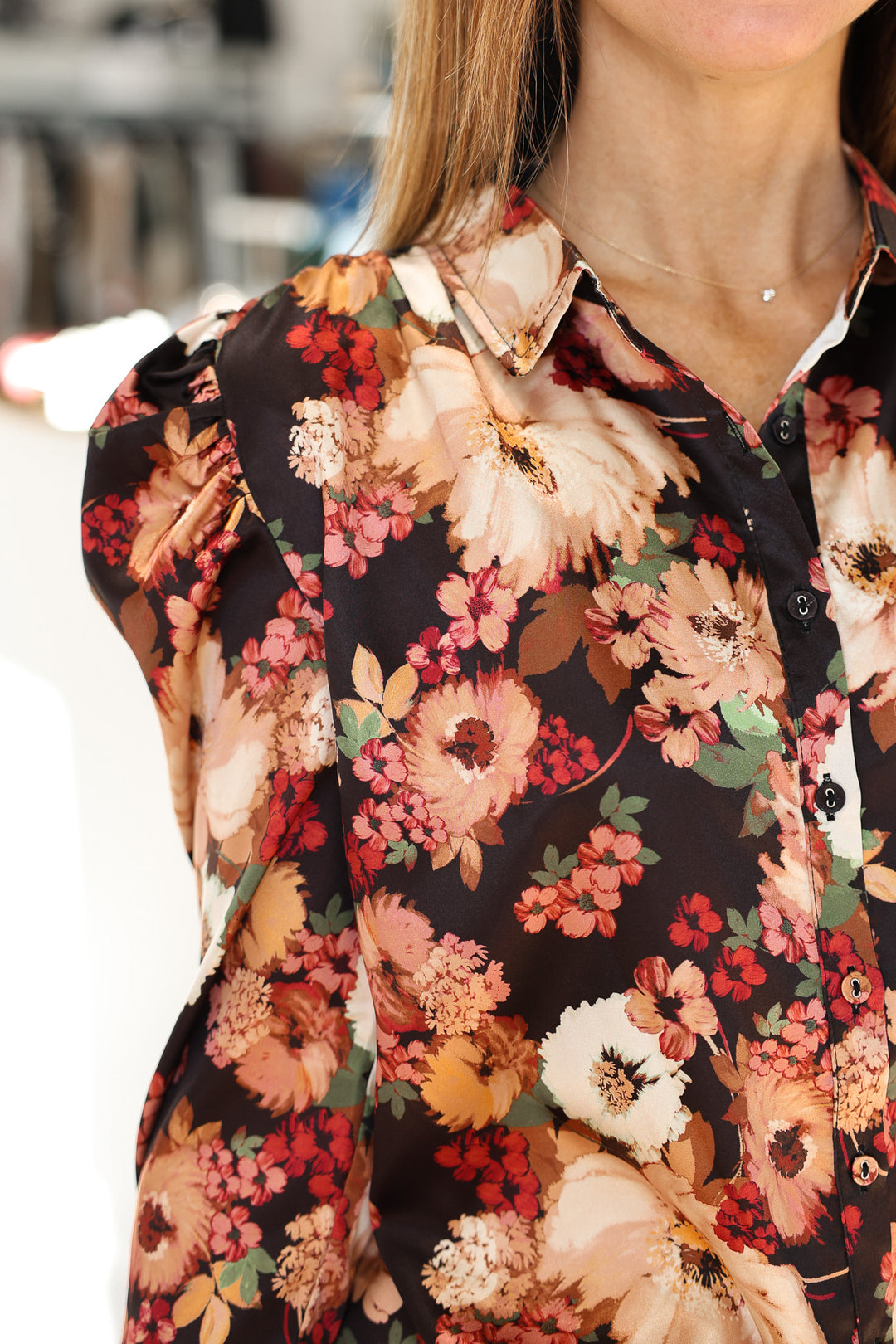 Floral Print Satin Blouse