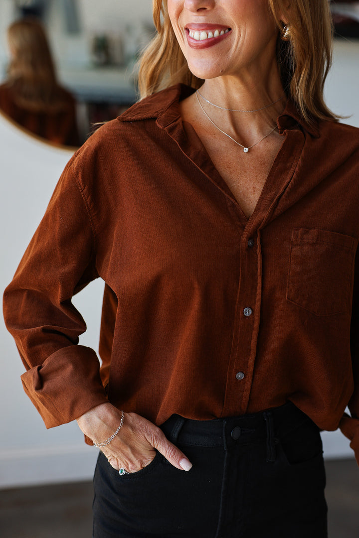Corduroy Button Down - Cappuccino