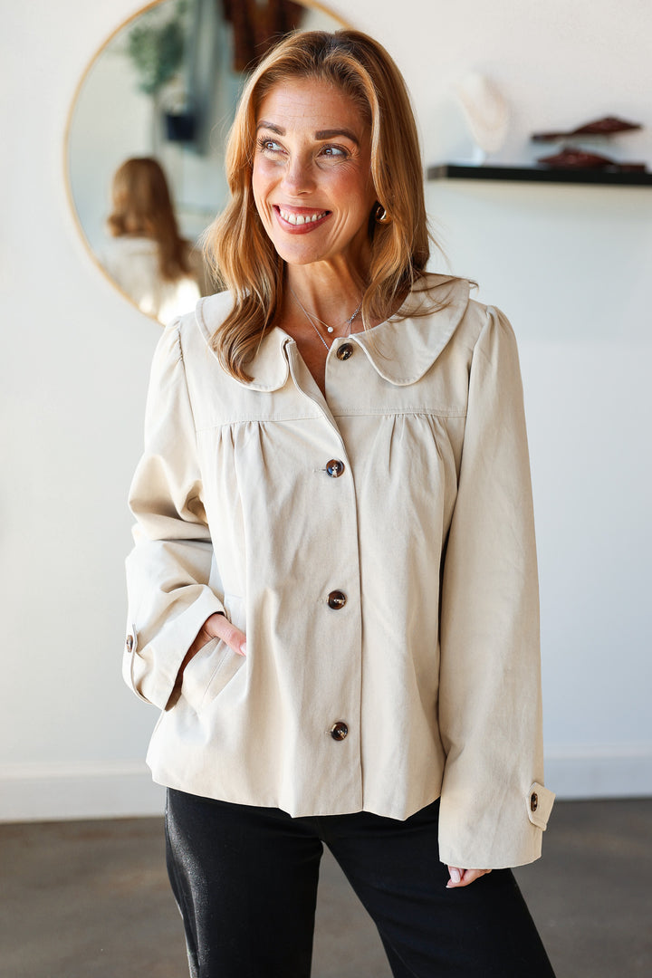 Ruched Front Jacket - Cream