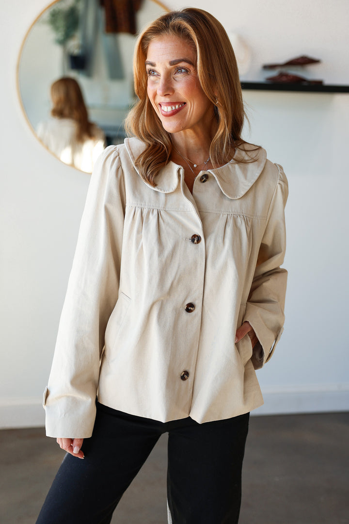Ruched Front Jacket - Cream