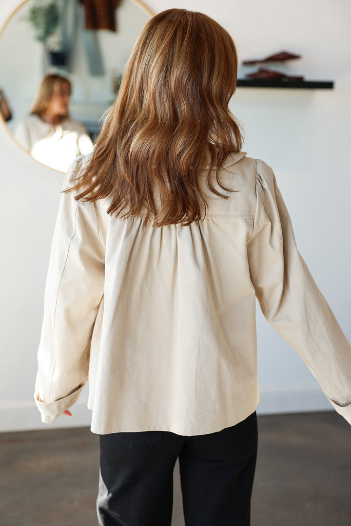 Ruched Front Jacket - Cream