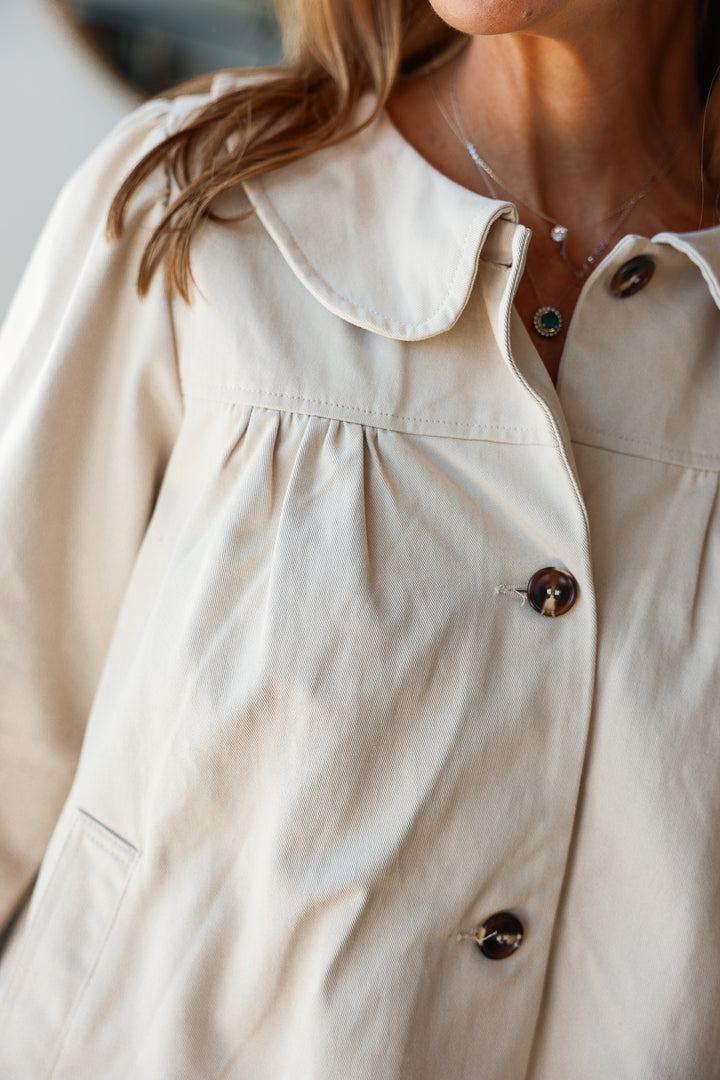 Ruched Front Jacket - Cream