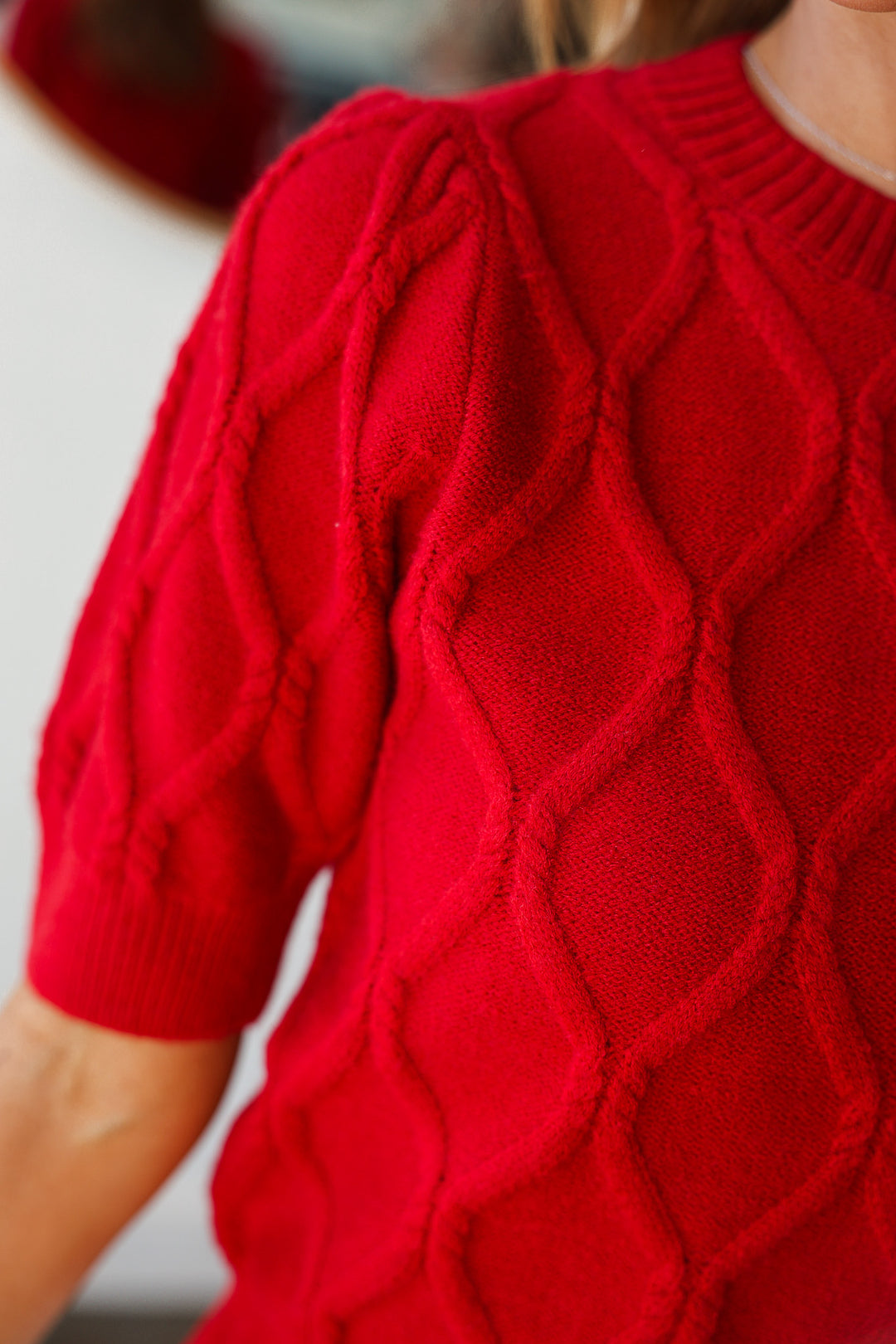 Short Sleeve Sweater - Red