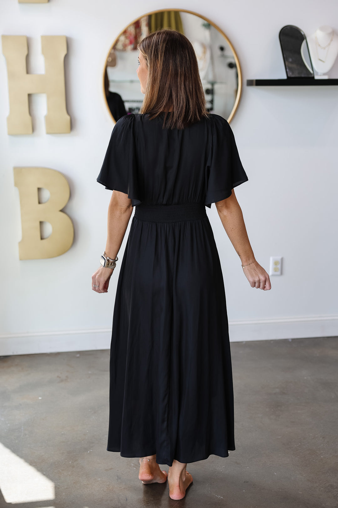 Asymmetrical Hem Dress - Black