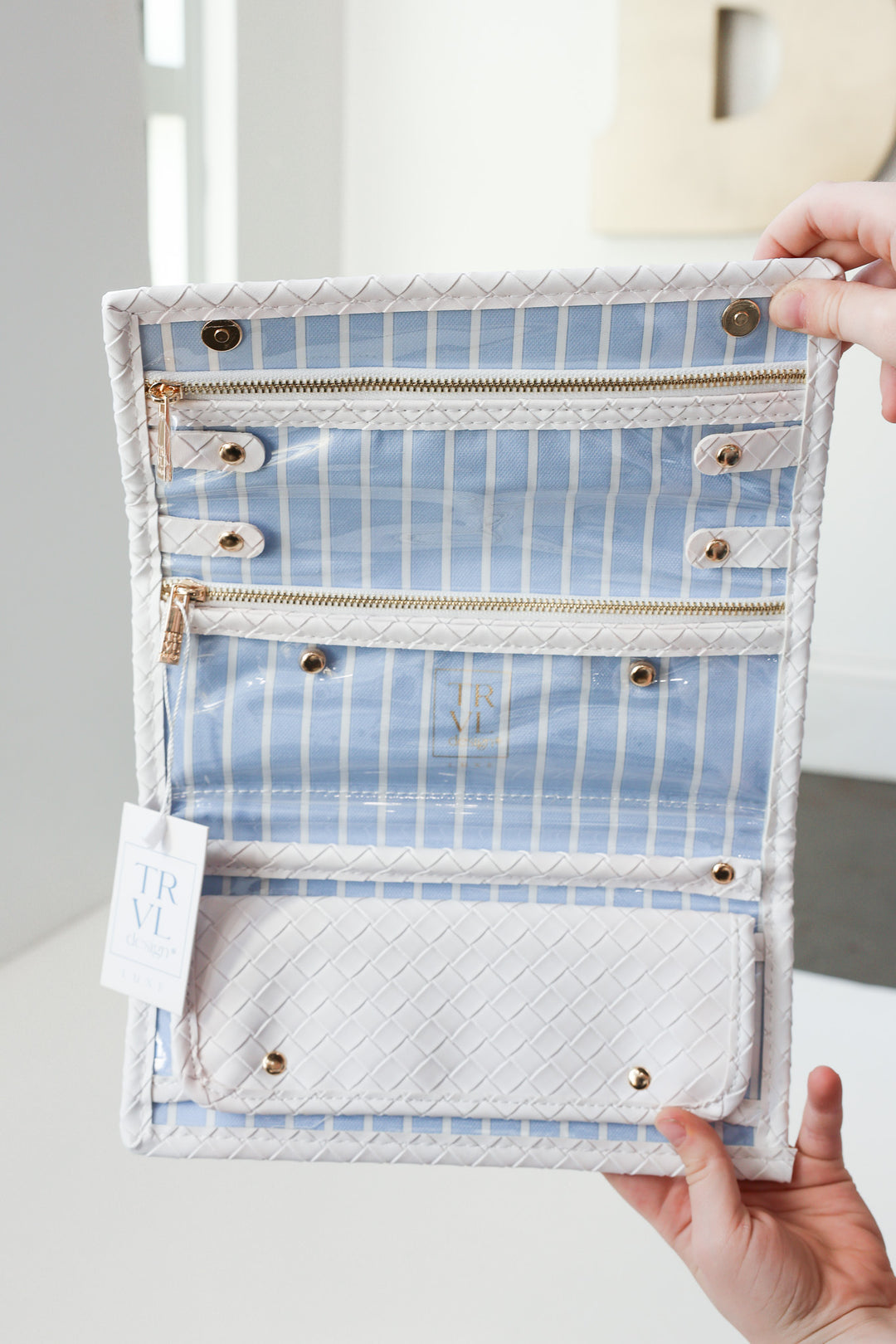 Luxe Jewelry Wallet - Woven Blanc