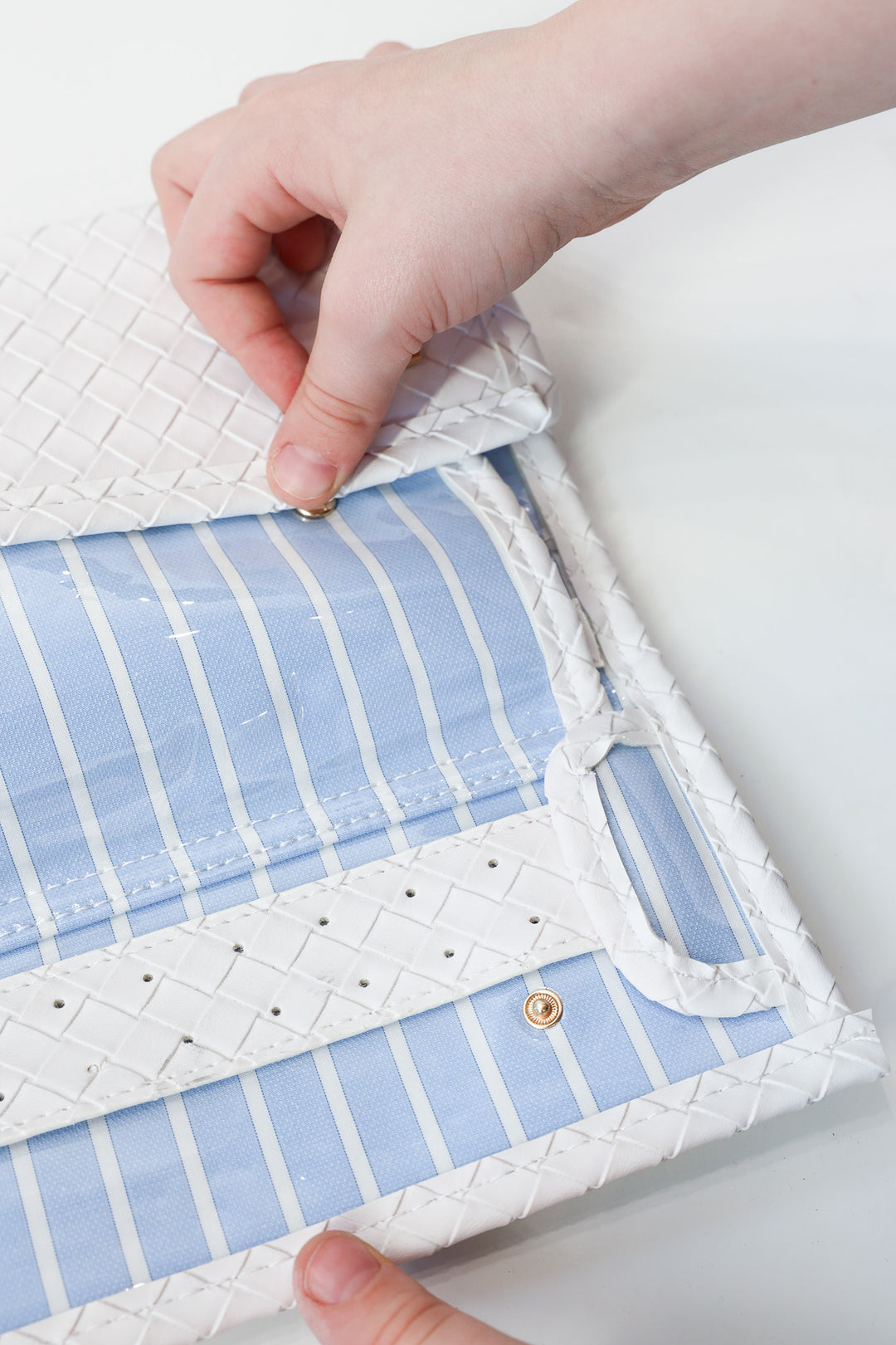 Luxe Jewelry Wallet - Woven Blanc