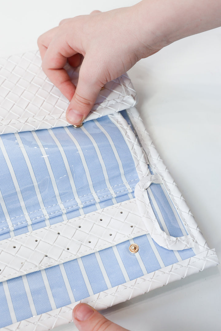 Luxe Jewelry Wallet - Woven Blanc