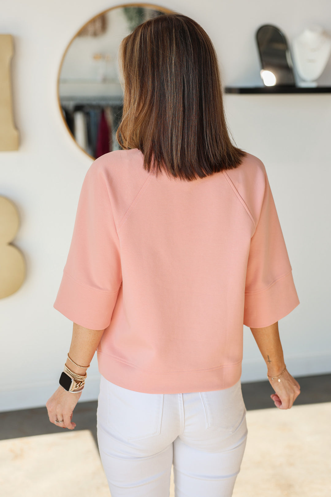 Three-Quarter Scuba Top - Rose Pink