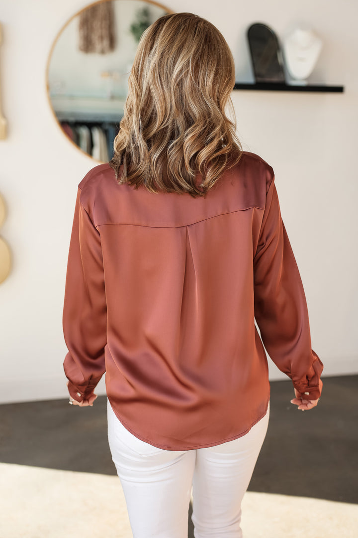 Satin Button Down - Sienna