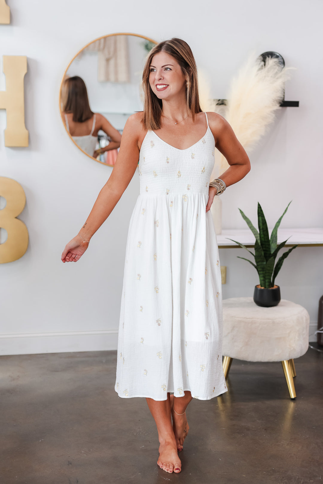 Embroidered Gauze Dress