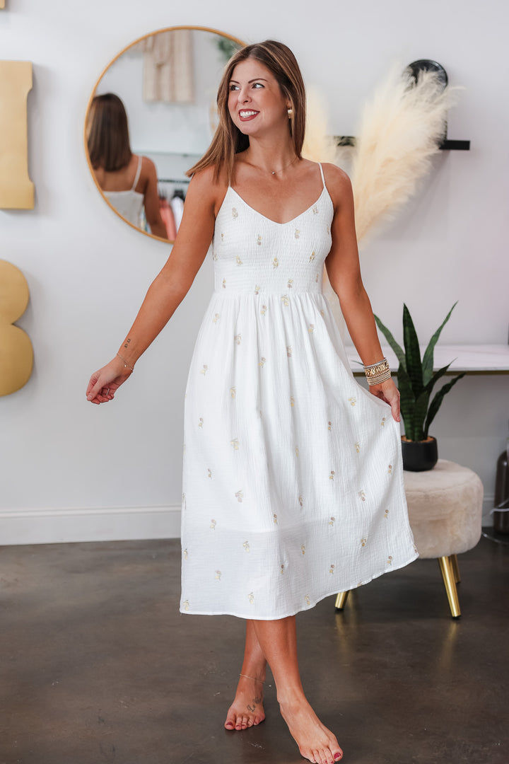 Embroidered Gauze Dress