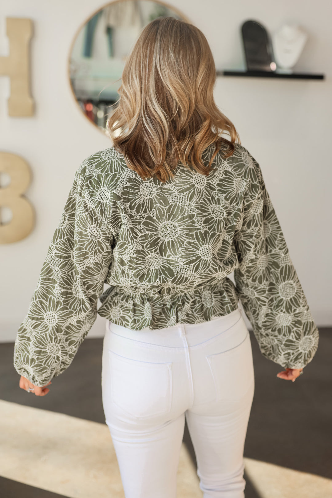 Embroidered Floral Top - Olive