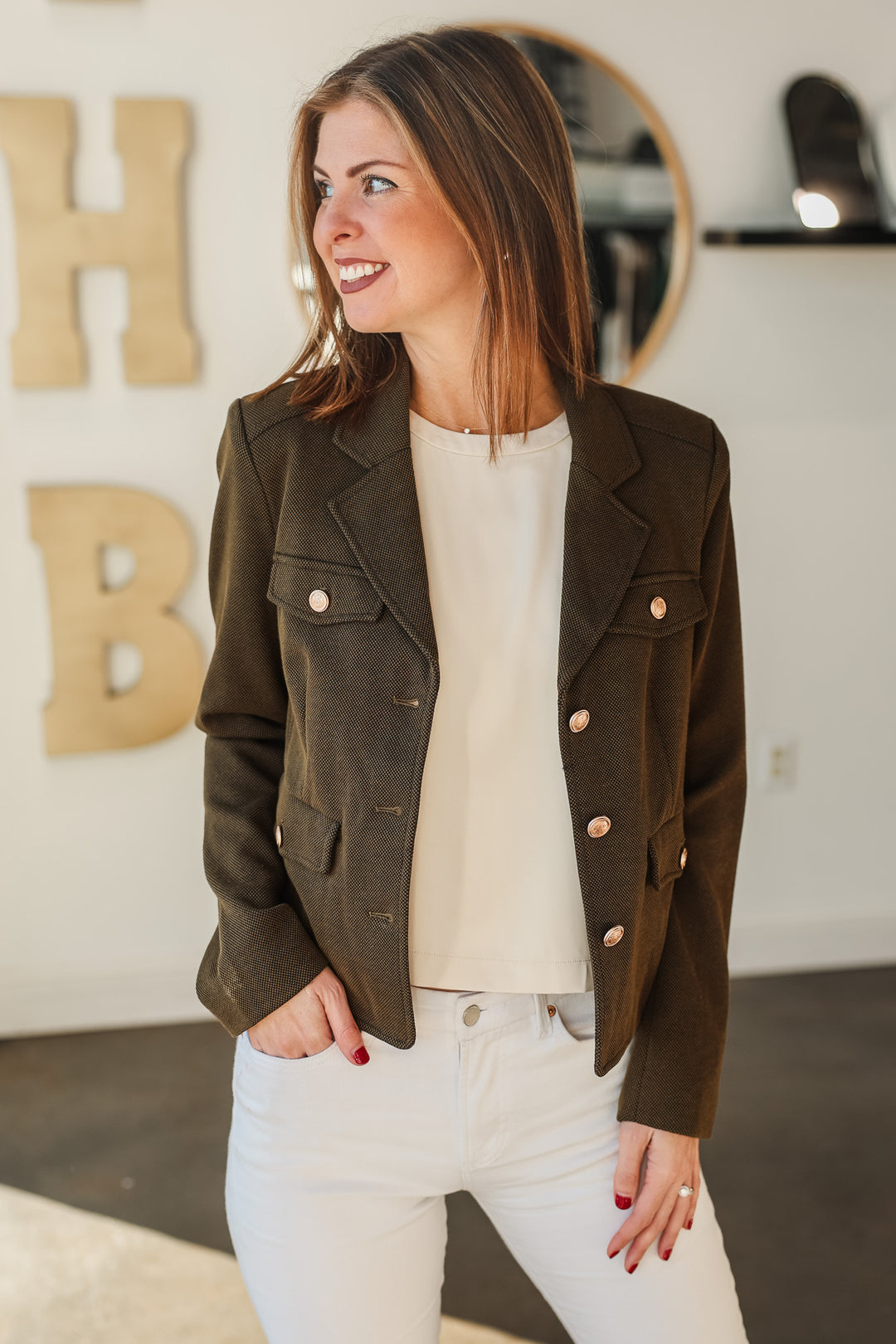 Military Blazer Jacket - Olive