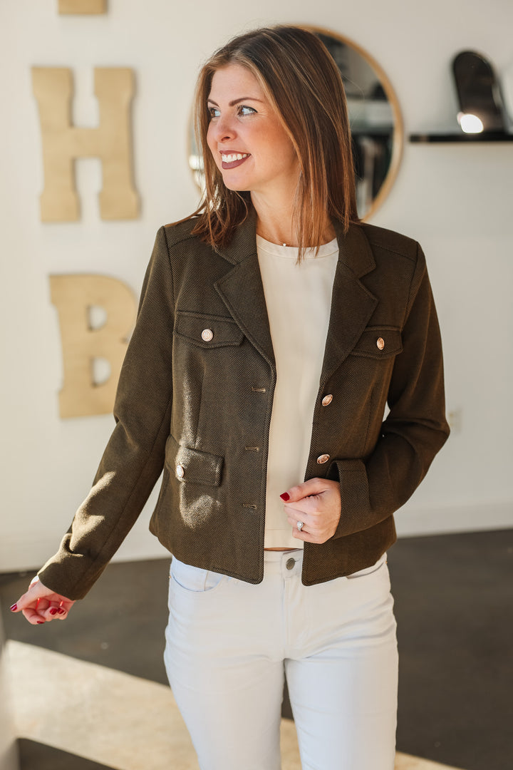 Military Blazer Jacket - Olive