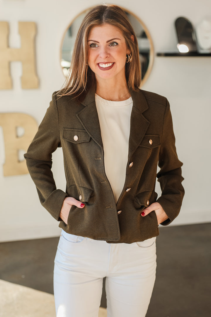 Military Blazer Jacket - Olive